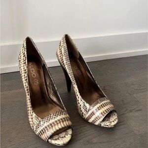 Aldo Snakeskin Pattern Peep-Toe Heels